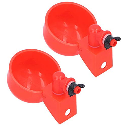 Zerodis Poultry Breeding Supplies Water Cup Red Plastic Drinking Bowl with Leak Proof Design for Poultry Bird 2pcs Automatic Chicken