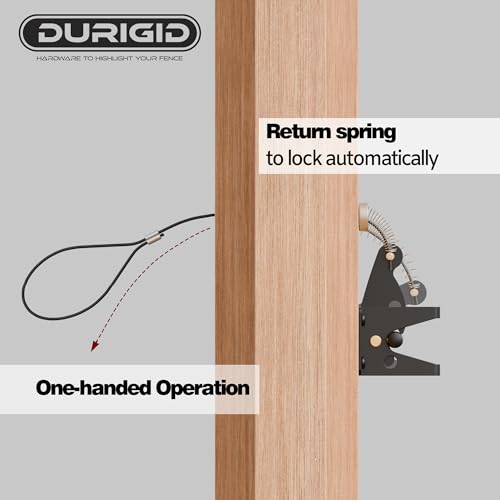 Gate Latch Cable Pull, Spring-Loaded Latch Kit Gate Latch for Wooden Fence Vinyl Metal Gates, Sued for Gate 2 to 6 Inches Thick, Black, 1 Pack
