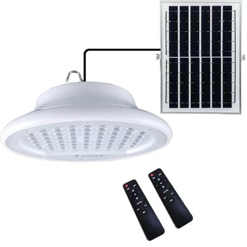 HULPPRE 3000lm Solar Shed Light Indoor Outdoor with Pull String, Daytime or Night,Dusk to Dawn,Bright with 169 LEDs,IP65 Waterproof,3 Modes (White Pendant Light)