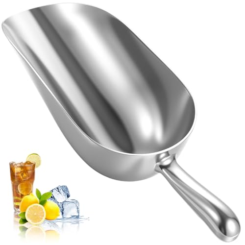 Cast Aluminum Utility Scoop 38 Ounce Round Bottom Bar Ice Flour Scoop with Finger Groove Handle for Candy Popcorn Coffee Beans - size: 38 Ounce