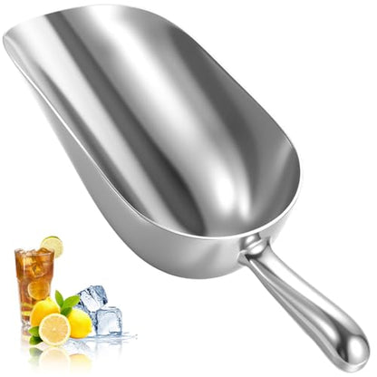 Cast Aluminum Utility Scoop 38 Ounce Round Bottom Bar Ice Flour Scoop with Finger Groove Handle for Candy Popcorn Coffee Beans - size: 38 Ounce
