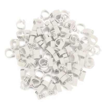 100PCS 8MM 001-100 Numbered Plastic Letter Pigeon Bird Leg Bands Rings, Bird Chicks Parrot Clip Rings Band (White) - color: White