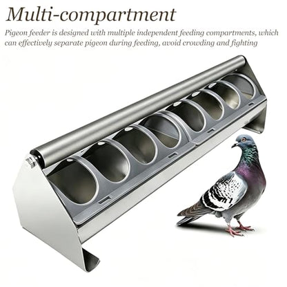 Stainless Steel Pigeon Feeder for Mealworms, Brid Feeder with Separated Fence & Crossbar, Anti-rust Anti-waste Feed Trough, Easy to Install(L20cm/7.9") - size: L20cm/7.9"