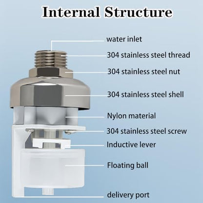 Float Valve,1/2" to 3/4" Water Float Valve,304 Stainless Steel Fully Automatic Water Level Controller for Water Tank,Pool, Livestock Troughs. - size: 1/2 Float Valve-3/4