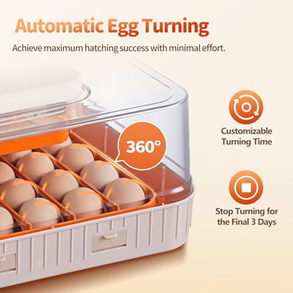 SmarketBuy 56 Egg Incubators for Hatching Eggs, Automatic Egg Turning and Humidity Temperature Control, Egg Candler, 360° Viewing Incubator for Hatching Chicken, Ducks, Goose, Quail