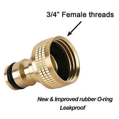 HQMPC Garden Hose Quick Connector Water Hose Quick Connect ¾ inch GHT Brass Easy Connect Fitting Quick Connect Hose Fittings Garden Hose Fitting Water Hose Connectors (3SETS) - size: 3 Sets
