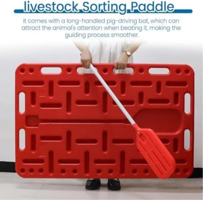 Pig Sorting Divider Panel Extra Large, Lightweight Animal Guide Board with Sorting Paddle for Sheep, Hog, Cattle, Livestock Sorting Panel Reduces Impact Easy to Hold - size: 97x76cm/38x30in
