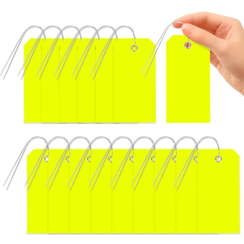 Glarks 101pcs Yellow 6 x 12cm Waterproof Writable Tags with String Set, PVC Shipping Tags, Heavy Duty Shipping Moving Tag, Blank Labeling Tag for Home, Office - color: Yellow