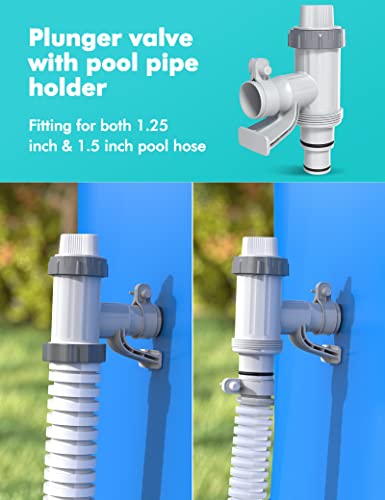 【PATENTED】MASCARRY Above Ground Swimming Pool Hose Adapter with Plunger Valve and Pipe Holder - Replacement Parts for Pool Pump System (2 PACK) - style: 2 PACK