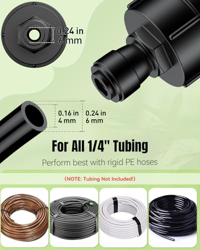 Pawfly 10 Pcs 3/4" to 1/4" Drip Irrigation Faucet Adapters, Quick Connect 3/4" FHT Faucet to 1/4" Tubing Connectors, Push-to-Fit Garden Hose Adapters, Anti-Leak Drip Irrigation Hose Connectors - size: 10pcs 3/4" to 1/4" Adapters