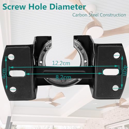 Universal Ceiling Fan Mounting Bracket with Ground Wire - 2.0mm Heavy Duty Steel Replacement Mount for 1" Downrods & 4" Boxes, Flat & Low Slope Ceilings (≤10°), Bracket Only - size: Excludes mounting hardware