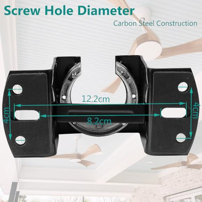 Universal Ceiling Fan Mounting Bracket Kit with Hanger Ball - 2.0mm Heavy Duty Steel Mount for 1" Downrods & 4" Boxes, Flat & Low Slope Ceilings (≤10°), NOT for Hugger Fans - size: Complete installation kit