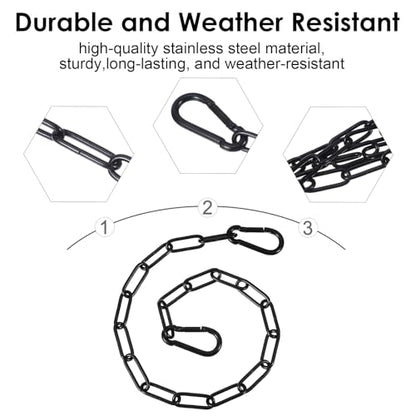 Gate Chain Lock with Carabiners, 20'' Black Metal Gate Locks for Outdoor Fence Pet Cage Backyard Chain Lock Planter Hanging Garden Yard Farm Use