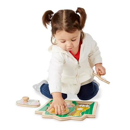 Melissa & Doug Jungle Friends Safari Animals Jumbo Knob Puzzle, Wooden Peg Puzzle for Toddlers, Educational Toy for Shape Recognition and Fine Motor Skills, Ages 1+ - style: Safari Animals