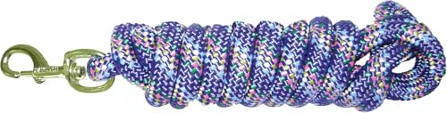 Hamilton Poly Horse Lead Rope with Bolt Snap, 10' Long x 5/8" Thick, Purple Confetti Pattern, Barn Horse Tack for Daily Use - color: Purple Confetti