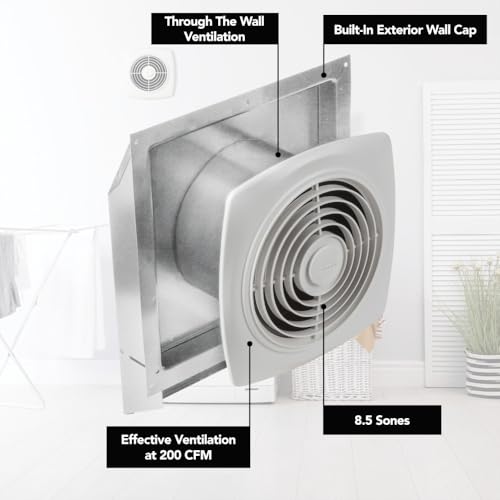 Broan-NuTone 509 Through-the-Wall Ventilation Fan White Cover, 200 CFM, 8.5 Sones, 8" - style: No Switch Dial