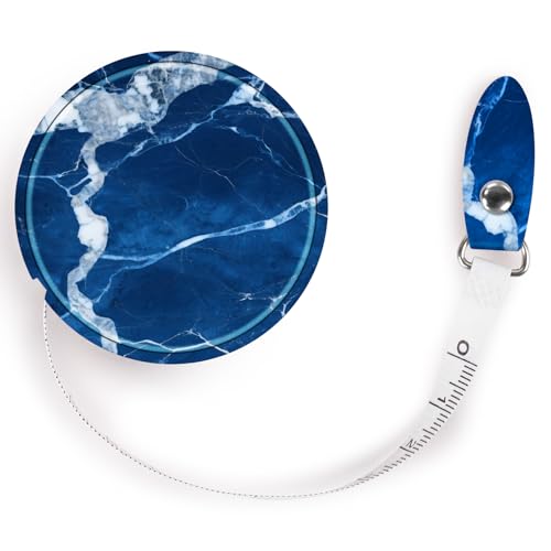 Retractable Mini Tape Measure, Auto-Retract, Premium Leather Tape Measure, Dual-Sided Ruler, Ideal for Fabric Cutting, Body Measurements, and Handicrafts (Dark Blue Marble) - color: Dark Blue Marble