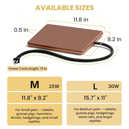 Small Animal Heating Pad, Small Animal Bed, Outdoor/Indoor Winter Thermal Heating Pad for Rabbits, Guinea Pigs & Chickens, Waterproof & Chew-Resistant, Energy-Efficient (S:11.8" x 8.2“)