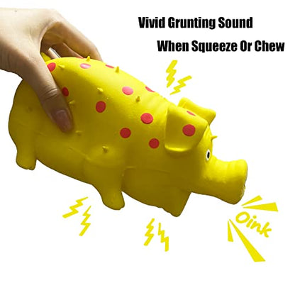 Pig Squeaky Dog Toy, 2 PCS Interactive Rubber Dog Chew Toy - Durable Latex Spot Grunting Pig Toys that Oink for Small Medium Large Dogs (Orange, Yellow) - color: Orange, Yellow