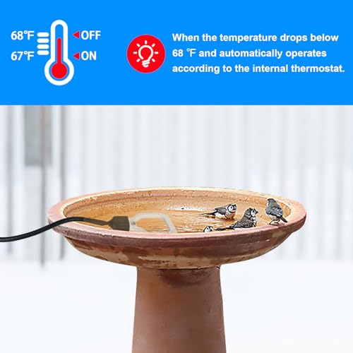 500W Bird Bath Heater, Storage Tank Heater, Cast Aluminum De-icer, Thermostation-Controlled Water Heater, for Winter Livestock, Poultry, Animals, Birds Drinking