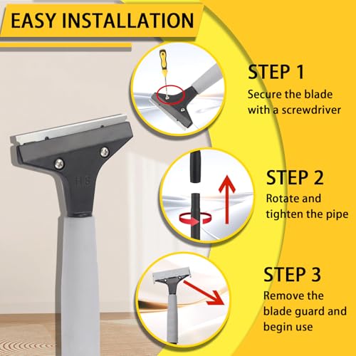 Floor Scraper Tool, Floor Scraper Long Handle Heavy Duty 16-62" Comes with 10 Metal Blade Suitable for Cleaning Labels on Tiles Windows and Floors Handle Comes with Soft Sponge