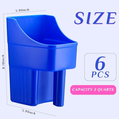 Baderke 6 Pcs Plastic Feed Scoop Enclosed Feed Scoop with Measure Marks Heavy Duty Durable Stackable for Horse Goat Ranchers Livestock Homesteaders Feeding Supplies (Blue) - color: Blue