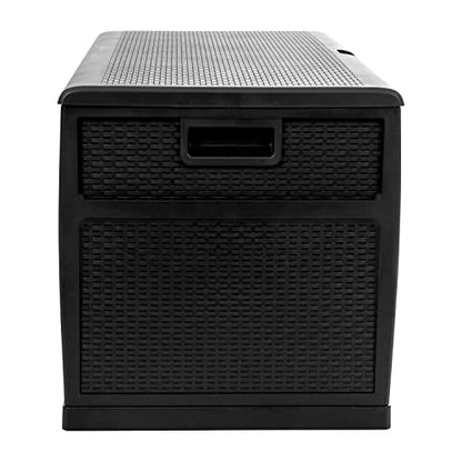 Merrick Lane Outdoor Storage Container - 120 Gallon Capacity - Black Weather Resistant Plastic - UV Treated to Prevent Fading - Chest Design with Hinged Lid
