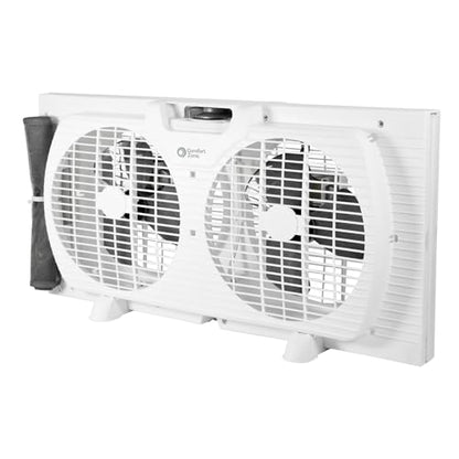 Comfort Zone 9-Inch 3-Speed Reversible Twin Window Fan – Dual Blade Window Exhaust Fan with Auto-Locking Expanders, 22.25" to 33" Wide – Tabletop Feet & Removable Bug Screen included - color: White, size: 9 inch (3-Speed)