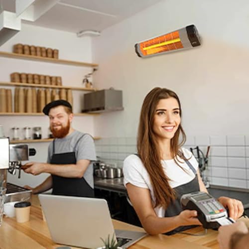 UFO UK-15 Electric Infrared Heater, Medium Wave Quartz Infrared Heating, Wall Mounted Heater with Remote Control, 5 Heat Levels, 1500W Indoor Space Heater, Silver (3-Pack)