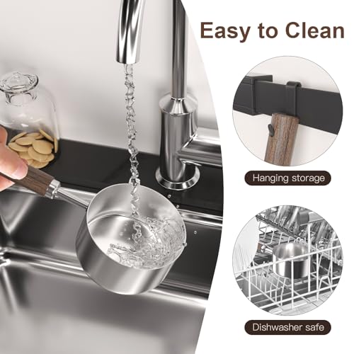 Dog-Cat Food Scoop Measuring-Cup - 3/4 Cup (6 Oz),304 stainless steels,Black walnut long handle - size: 3/4 CUP