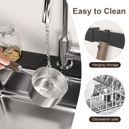 Dog-Cat Food Scoop Measuring-Cup - 3/4 Cup (6 Oz),304 stainless steels,Black walnut long handle - size: 3/4 CUP