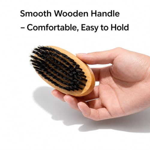 Goat Brushes for Grooming 2 Pack, Wooden Livestock Brush Set for Goats, Sheep, Calves, Horses, Dogs and Pigs, Soft Boar Bristle and Firm Nylon Body Brushes for Shedding, Face and Leg Care