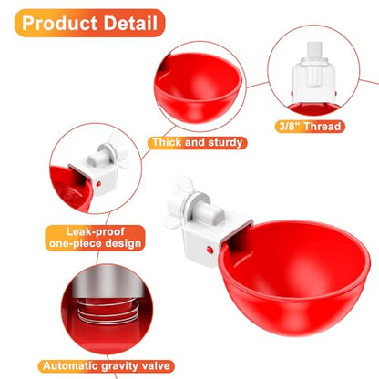 ZenxyHoC Chicken Waterer Cups, 9 Pack Automatic DIY Chicken Water Bowl with 3/8'' Hole Saw for Bucket, Trough - Poultry Drinking Valve, Easy Install - size: 9 Pack