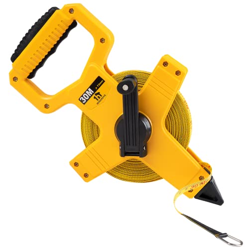 Open Reel Fiberglass Tape Measure, Tape Measure 100 ft by 1/2-Inch, Inch/Metric Scale for Engineer,Outdoor, Athletic Field, Impact Resistant ABS Shell (100FT/30M - size: 30.5 m
