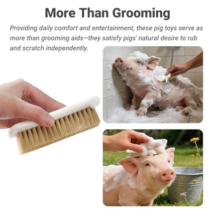 4 Pcs Pet Enrichment Toy, Pet Grooming Brush & Scratch Toy 2-in-1 for Mini Pig,Cats, Dogs - Includes Mounting Screws for Easy Install