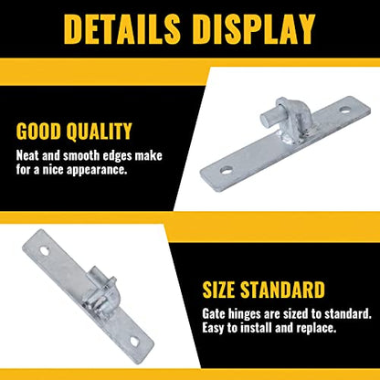 VIVIDA Wall Mount Gate Hinge 2 PCS, Heavy Duty Flat Back Farm Gate Hinge with 5/8" Pin, Chain Link Fence Parts, Galvanized Steel - size: 7.5" × 1.5" (2 PCS)