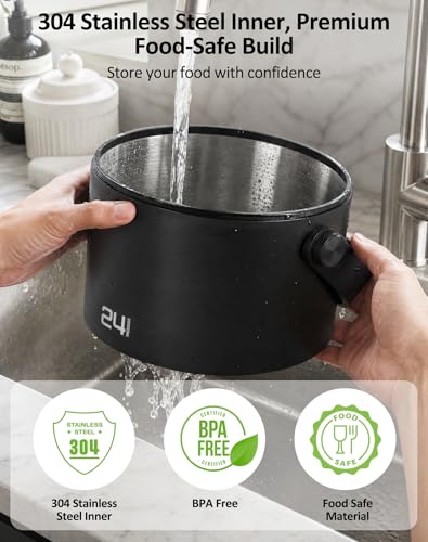 ROTTOGOON Auto Vacuum Coffee Canister, Rechargeable Airtight Coffee Container with 304 Stainless Steel Inner, Scoop, Handle,Sealed Coffee Bean Storage Container for Ground Coffee, Tea, Food, 24OZ/ 2L - size: 2L/24OZ