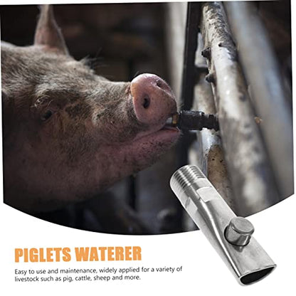 Totority 5pcs Sturdy Stainless Steel Pig Waterer Automatic Feeder Piglets Drinking Nozzle Livestock Trough