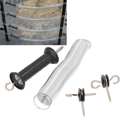Electric Fence Gate Spring Set,Livestock Electric Fence Spring Gate Handles Kit with Handle Insulated Nail for Electronic Fence Spring Door System