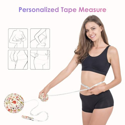 Two-Piece Sewing Tape Measure，Colour Printed Small Retractable Soft Measuring Tape for Tailor Cloth Fabric Body Measurements. - color: Flower One