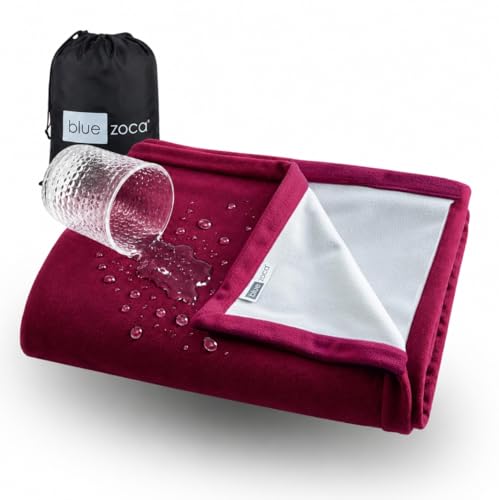 Waterproof Blanket | Machine Washable Dog Bed Cover | Waterproof Pet Blanket for Couch, Bed & Car | Cat & Dog Blankets for Large Dogs, Pets & Adults | Travel Size - 65x50in Merlot - color: Merlot/Gray Mist, size: Travel Size (65 x 50in)