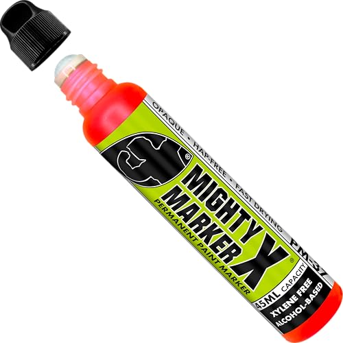 PM-37 Industrial Dauber Paint Marker - 12mm Wide Tip for Metal, Glass & Non-Porous Surfaces - Xylene Free, 45ml Capacity - Fl. Red - color: Fl. Red