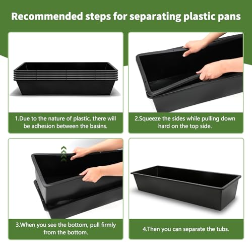 5 Pack Extra Large Capacity 12 Gallon /48 Quart Long Plastic Livestock Trough Heavy Duty Feed and Water Trough for Sheep Horses Pigs Crack Resistant Long Feeder Pan Resists Animal Trampling