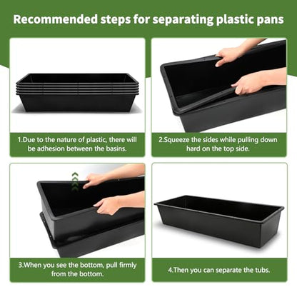 5 Pack Extra Large Capacity 12 Gallon /48 Quart Long Plastic Livestock Trough Heavy Duty Feed and Water Trough for Sheep Horses Pigs Crack Resistant Long Feeder Pan Resists Animal Trampling