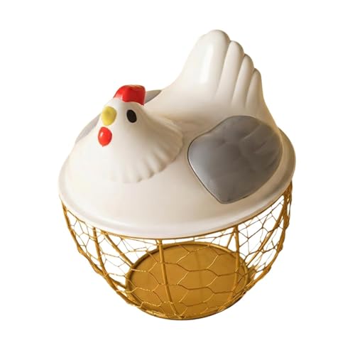 Chicken Egg Basket with Ergonomic Handles Farmhouse Storage Egg Collection Vegetable Fruit Organizer Metal Mesh Suitable for Home Decoration, Gray