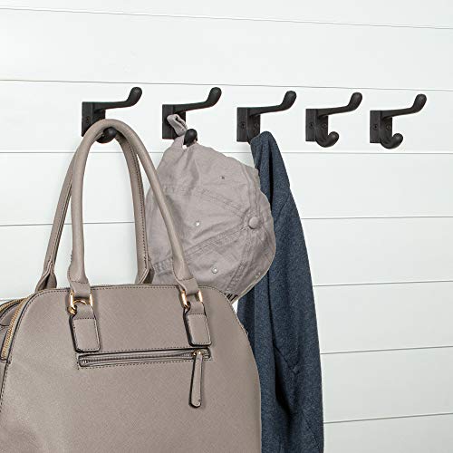 Cast Iron Coat Hooks - Wall Mounted Rustic Farmhouse Matte Black Cast Iron DIY Coat Towel Hat Scarf Bags Hook 5-Pack - style: Modern (Black)