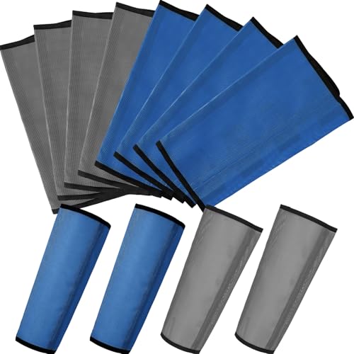 Jexine Set of 8 Mesh Fly Boots for Horse Loose Fitting Non Slip Breathable Horse Fly Leggings Protective Reduces Stress Leg Fatigue Wraps for Preventing Flies Mosquitoes Bite - color: Dark Gray, Dark Blue