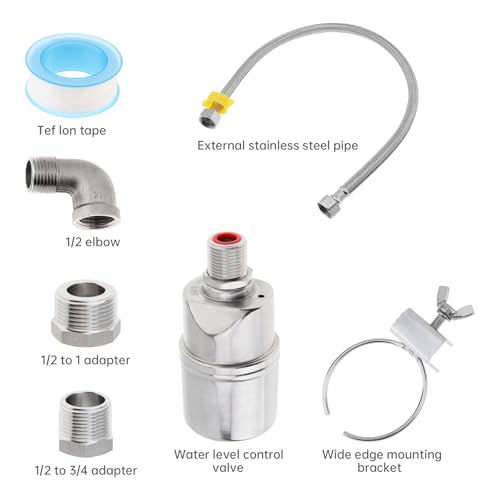1/2 inch Float Valve, PNXKTXO Water Level Control Float Valve 1/2" to 3/4'' and 1/2'' to 1'' 304 Stainless Steel Fully Automatic Water Level Control Shut Off Valves Hose Connector - style: Style 3
