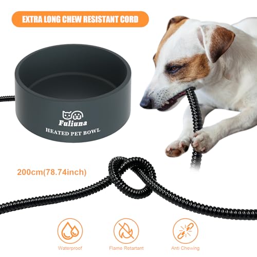 Large Heated Water Bowl, Outdoor Heated Dog Bowl with Chew Resistant Power Cord, Thermal Bowl Provide Drinkable Water in Winter, Heated Pet Bowl for Cat Rabbit Chicken Duck Squirrel 0.85 Gal