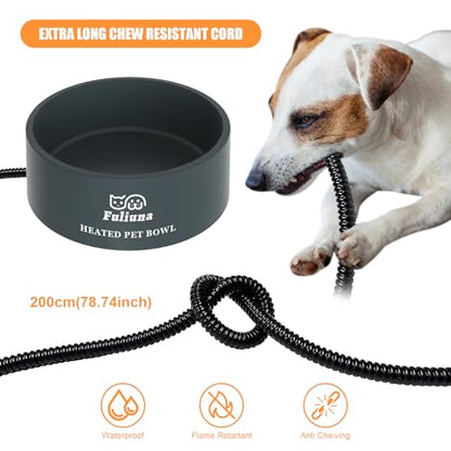 Large Heated Water Bowl, Outdoor Heated Dog Bowl with Chew Resistant Power Cord, Thermal Bowl Provide Drinkable Water in Winter, Heated Pet Bowl for Cat Rabbit Chicken Duck Squirrel 0.85 Gal